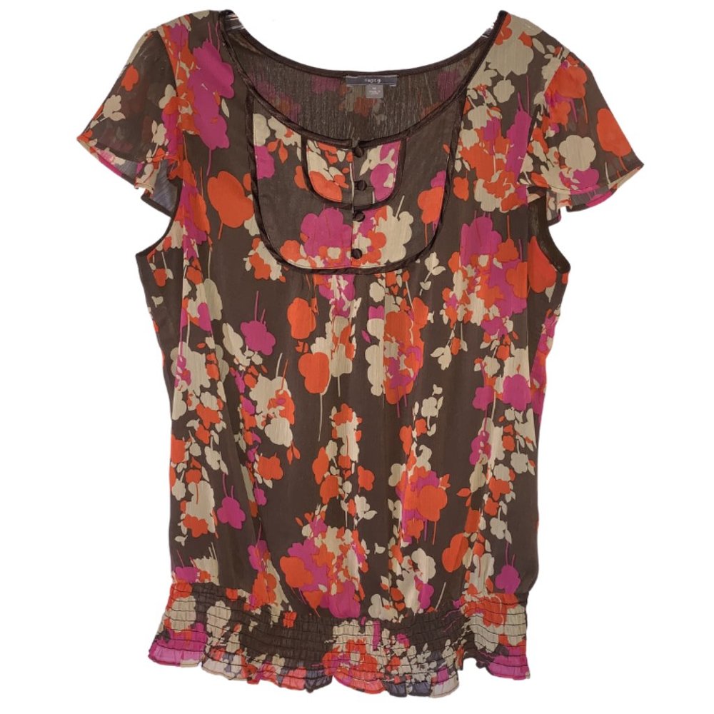 apt. 9 Floral Short Sleeve Blouse (Size: M)